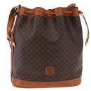 CELINE Macadam Canvas Shoulder Bag PVC Leather Brown Gold Auth 203425-2