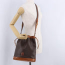 CELINE Macadam Canvas Shoulder Bag PVC Leather Brown Gold Auth 203425-27