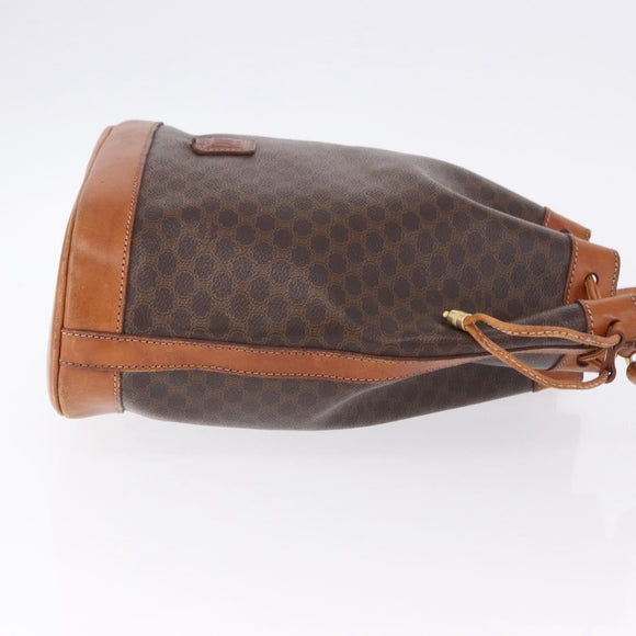 CELINE Macadam Canvas Shoulder Bag PVC Leather Brown Gold Auth 203425