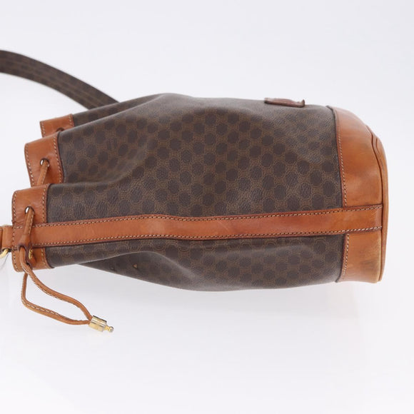 CELINE Macadam Canvas Shoulder Bag PVC Leather Brown Gold Auth 203425