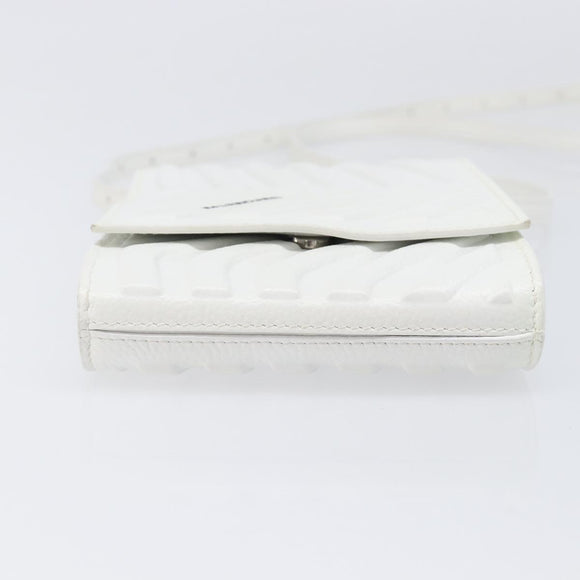 BALENCIAGA Car Phone Holder Bag Leather White Silver 693544 Auth 203426V