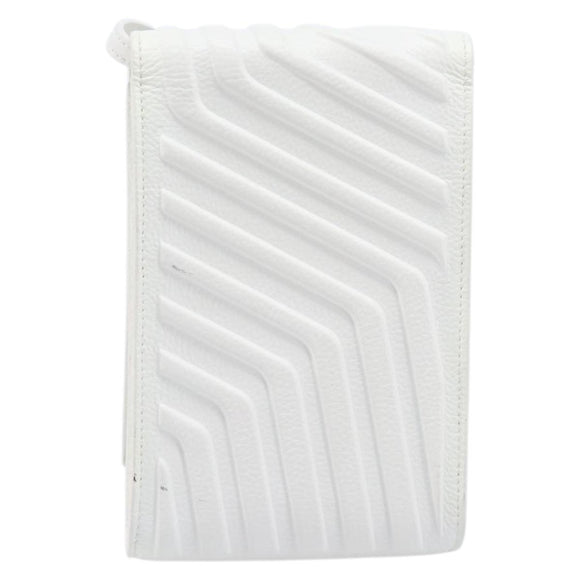 BALENCIAGA Car Phone Holder Bag Leather White Silver 693544 Auth 203426V