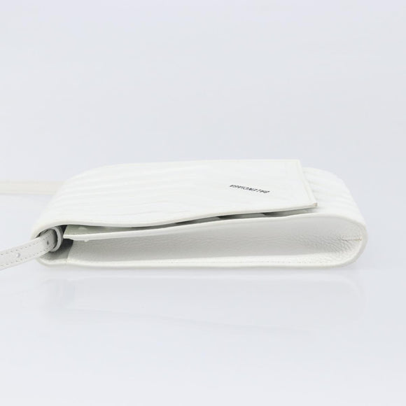 BALENCIAGA Car Phone Holder Bag Leather White Silver 693544 Auth 203426V