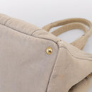 PRADA Canapa MM Hand Bag Canvas Gray Gold Auth 203427-9