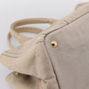 PRADA Canapa MM Hand Bag Canvas Gray Gold Auth 203427-16
