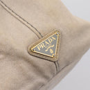 PRADA Canapa MM Hand Bag Canvas Gray Gold Auth 203427-17
