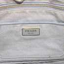 PRADA Canapa MM Hand Bag Canvas Gray Gold Auth 203427-10