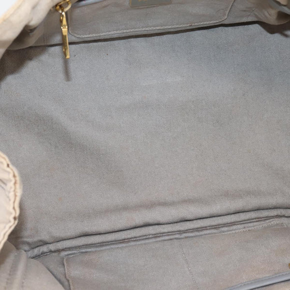 PRADA Canapa MM Hand Bag Canvas Gray Gold Auth 203427