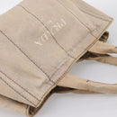 PRADA Canapa MM Hand Bag Canvas Gray Gold Auth 203427-6