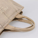 PRADA Canapa MM Hand Bag Canvas Gray Gold Auth 203427-7