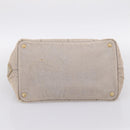 PRADA Canapa MM Hand Bag Canvas Gray Gold Auth 203427-5