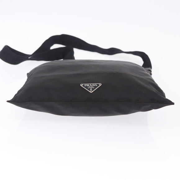 PRADA Shoulder Bag Nylon Black Silver Auth 203431