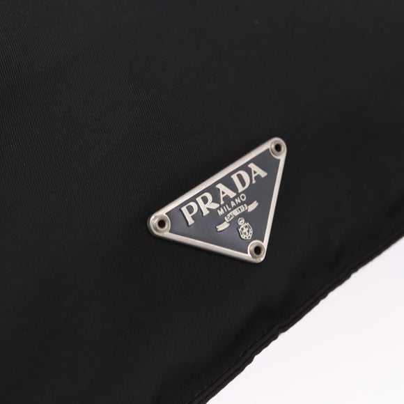 PRADA Shoulder Bag Nylon Black Silver Auth 203431