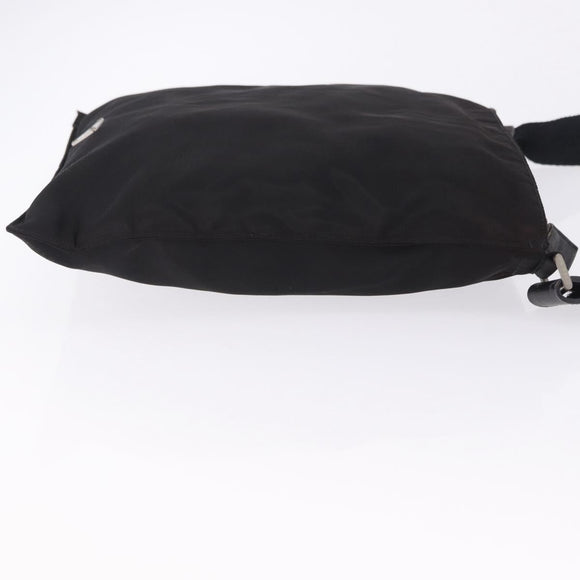 PRADA Shoulder Bag Nylon Black Silver Auth 203431