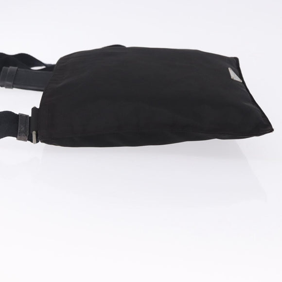 PRADA Shoulder Bag Nylon Black Silver Auth 203431
