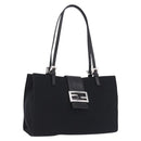 FENDI Mamma Baguette Tote Bag Cotton Jersey Black Silver Auth 203432V-1