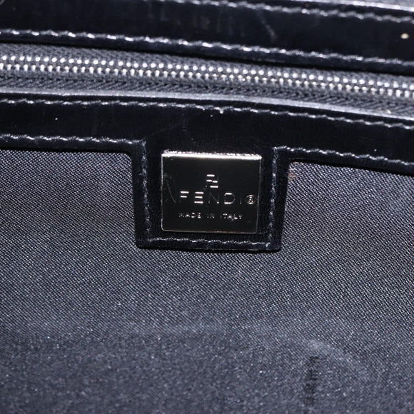 FENDI Mamma Baguette Tote Bag Cotton Jersey Black Silver Auth 203432V