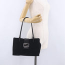 FENDI Mamma Baguette Tote Bag Cotton Jersey Black Silver Auth 203432V-28