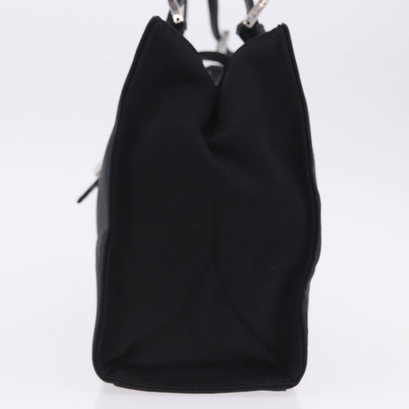 FENDI Mamma Baguette Tote Bag Cotton Jersey Black Silver Auth 203432V
