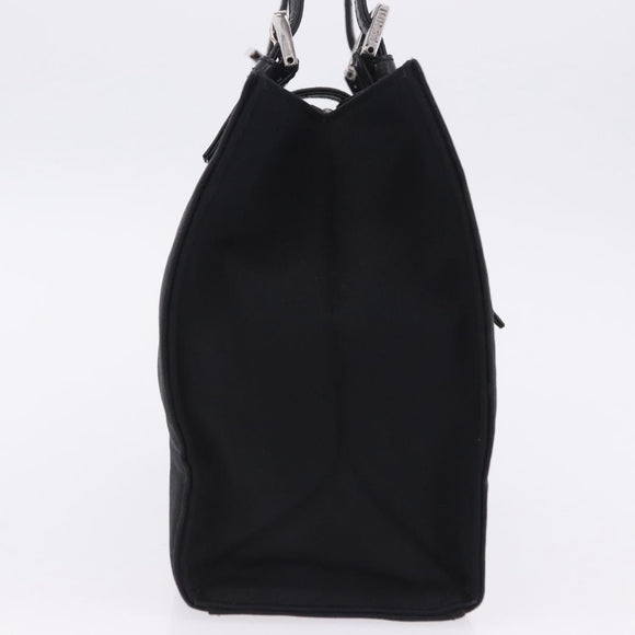 FENDI Mamma Baguette Tote Bag Cotton Jersey Black Silver Auth 203432V