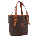 CELINE Macadam Canvas Tote Bag PVC Leather Brown Gold Auth 203435A-1