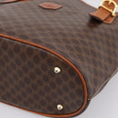 CELINE Macadam Canvas Tote Bag PVC Leather Brown Gold Auth 203435A-10