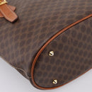 CELINE Macadam Canvas Tote Bag PVC Leather Brown Gold Auth 203435A-11