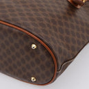 CELINE Macadam Canvas Tote Bag PVC Leather Brown Gold Auth 203435A-12