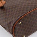 CELINE Macadam Canvas Tote Bag PVC Leather Brown Gold Auth 203435A-13