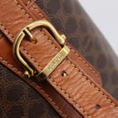 CELINE Macadam Canvas Tote Bag PVC Leather Brown Gold Auth 203435A-15
