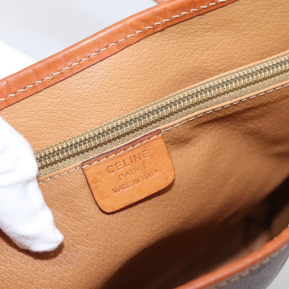 CELINE Macadam Canvas Tote Bag PVC Leather Brown Gold Auth 203435A