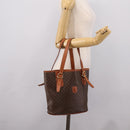 CELINE Macadam Canvas Tote Bag PVC Leather Brown Gold Auth 203435A-24