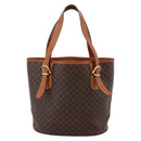 CELINE Macadam Canvas Tote Bag PVC Leather Brown Gold Auth 203435A-3
