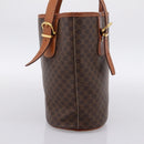 CELINE Macadam Canvas Tote Bag PVC Leather Brown Gold Auth 203435A-4