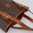 CELINE Macadam Canvas Tote Bag PVC Leather Brown Gold Auth 203435A-6