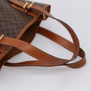 CELINE Macadam Canvas Tote Bag PVC Leather Brown Gold Auth 203435A-7