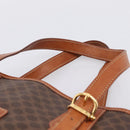CELINE Macadam Canvas Tote Bag PVC Leather Brown Gold Auth 203435A-8