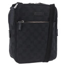 GUCCI GG Canvas Shoulder Bag Black Silver 03136 Auth 203437A-1
