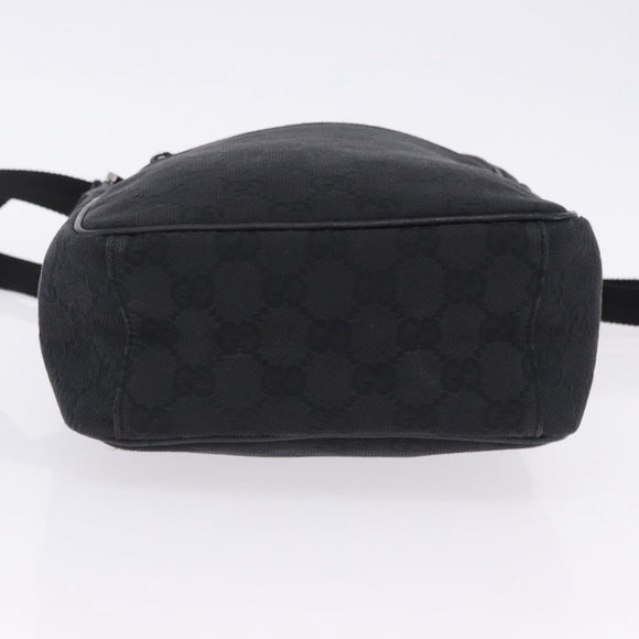GUCCI GG Canvas Shoulder Bag Black Silver 03136 Auth 203437A