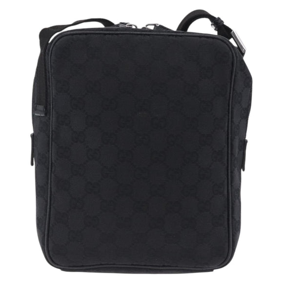 GUCCI GG Canvas Shoulder Bag Black Silver 03136 Auth 203437A