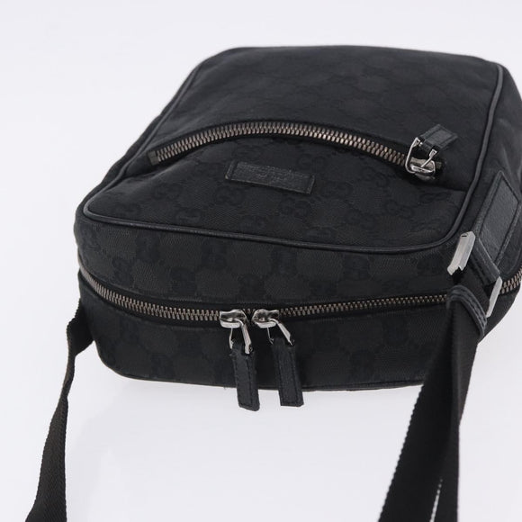 GUCCI GG Canvas Shoulder Bag Black Silver 03136 Auth 203437A