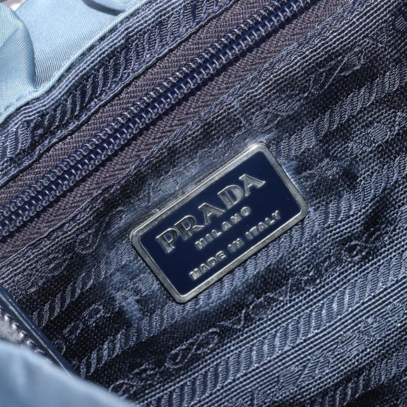 PRADA Backpack Nylon Light Blue Silver Auth 203438