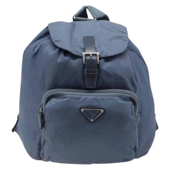 PRADA Backpack Nylon Light Blue Silver Auth 203438