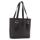 CELINE Macadam Canvas Tote Bag PVC Leather Black Gold Auth 203439V-1