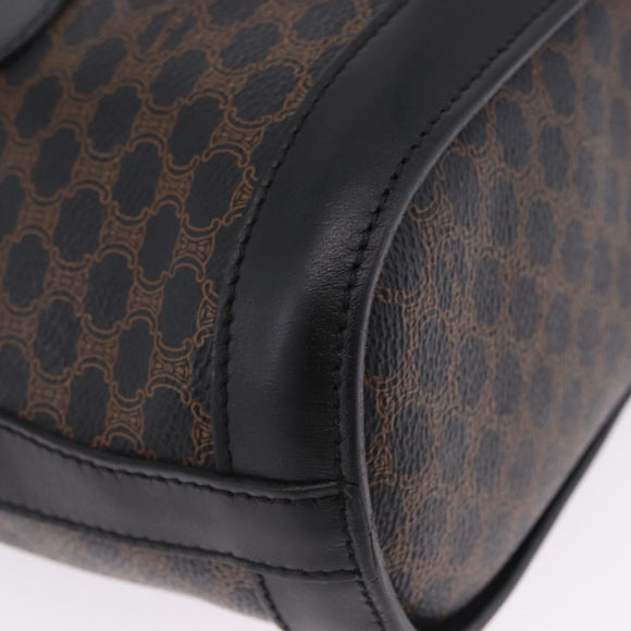 CELINE Macadam Canvas Tote Bag PVC Leather Black Gold Auth 203439V