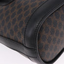 CELINE Macadam Canvas Tote Bag PVC Leather Black Gold Auth 203439V-16