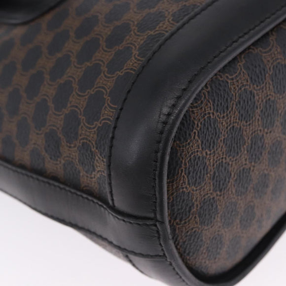 CELINE Macadam Canvas Tote Bag PVC Leather Black Gold Auth 203439V