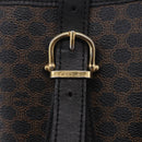 CELINE Macadam Canvas Tote Bag PVC Leather Black Gold Auth 203439V-18