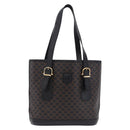 CELINE Macadam Canvas Tote Bag PVC Leather Black Gold Auth 203439V-13