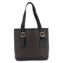 CELINE Macadam Canvas Tote Bag PVC Leather Black Gold Auth 203439V-2